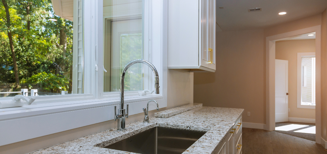 Chrome kitchen taps