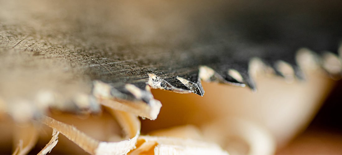 Close up of saw teeth blade.