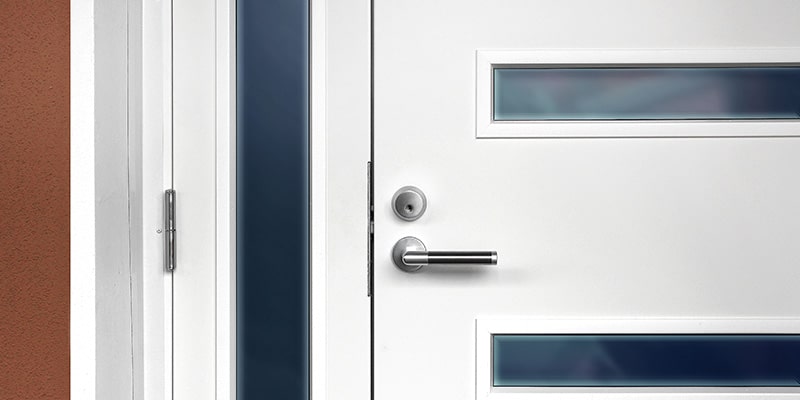 Modern white front door.