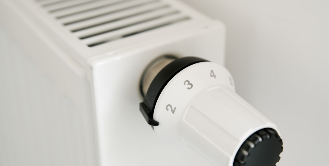 Close-up of Radiator temperature adjustment knob.