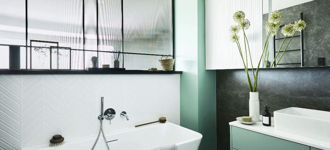 stylish green coloured bathroom