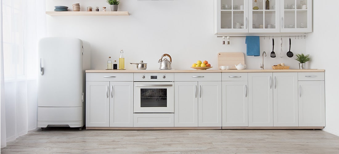 White Scandinavian kitchen.